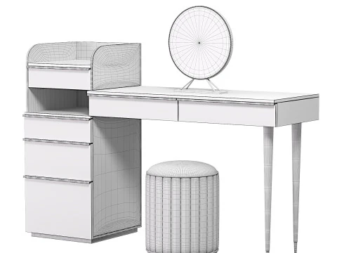 Makeup Vanity Set Dressing Table with Lighted Mirror HOMARY 3D Model