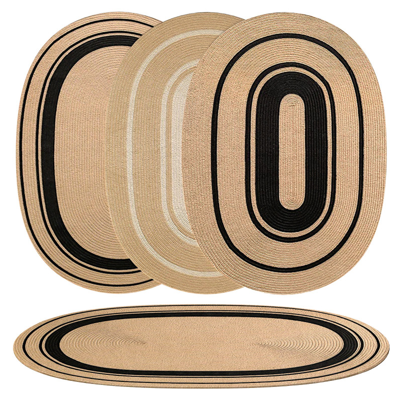 Modern Natural Jute Oval Rug 3D Model .c4d .max .obj .3ds .fbx .stl .blend 