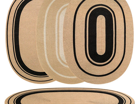 Modern Natural Jute Oval Rug 3D Model
