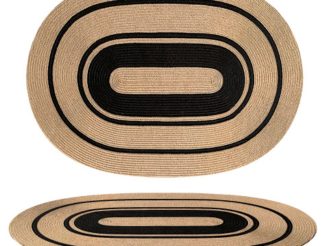 Modern Natural Jute Oval Rug 3D Model