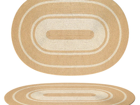 Modern Natural Jute Oval Rug 3D Model