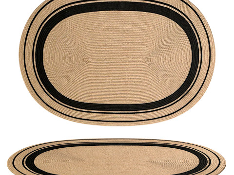 Modern Natural Jute Oval Rug 3D Model
