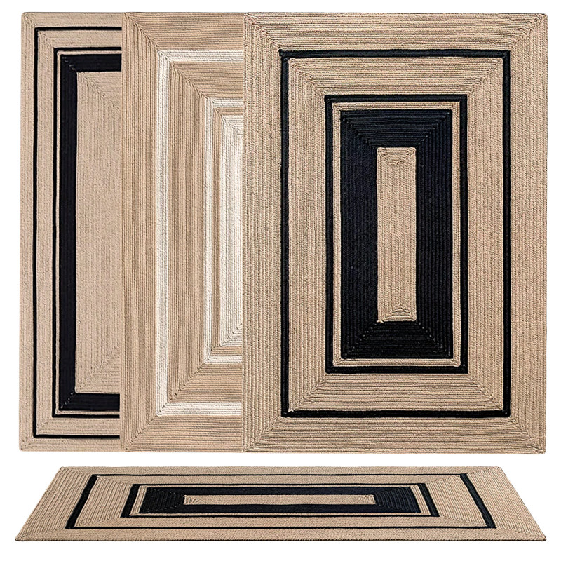 Modern Natural Jute Rectangular Rug 3D Model .c4d .max .obj .3ds .fbx .stl .blend 