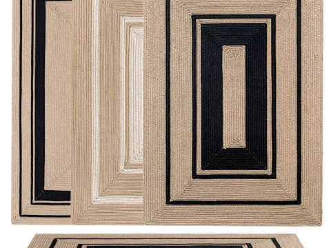 Modern Natural Jute Rectangular Rug 3D Model
