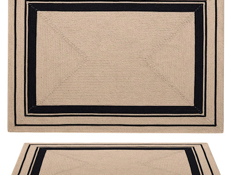 Modern Natural Jute Rectangular Rug 3D Model