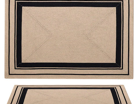 Modern Natural Jute Rectangular Rug 3D Model