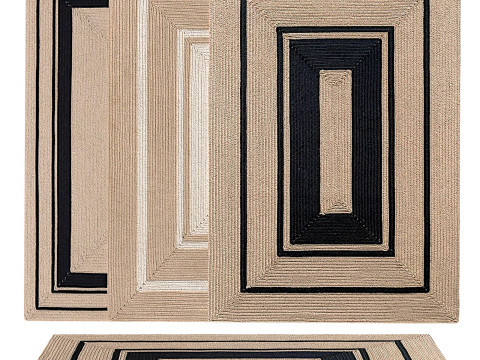 Modern Natural Jute Rectangular Rug 3D Model
