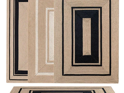 Modern Natural Jute Rectangular Rug 3D Model