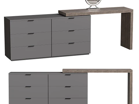 Wood Standing Vanity Dressing Table 3D Model