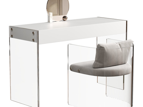 White slate top makeup vanity with a drawer for bedroom 3D Модель