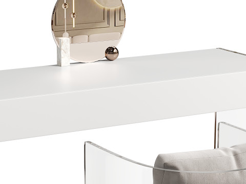 White slate top makeup vanity with a drawer for bedroom 3D Model