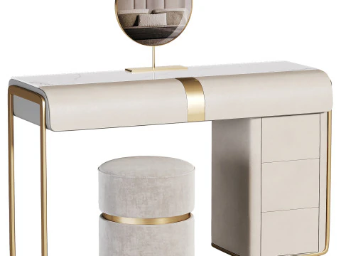 Name Modern Gray Makeup Vanity Set 3D Model