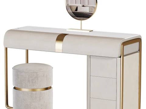 Name Modern Gray Makeup Vanity Set 3D Model