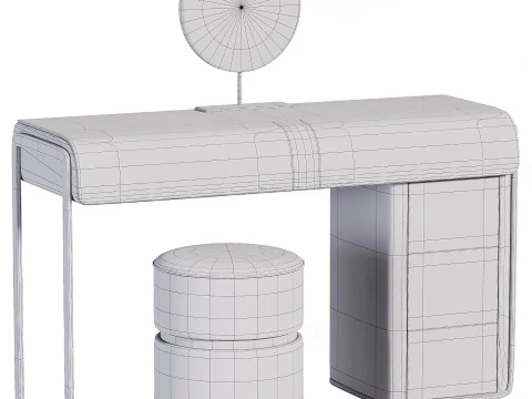 Name Modern Gray Makeup Vanity Set 3D Model