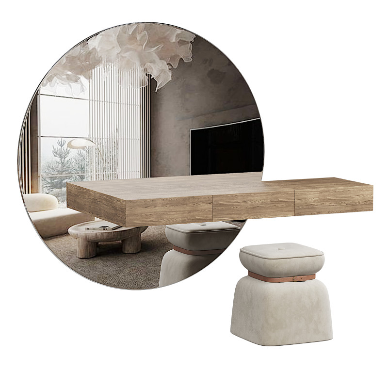 Minimalist makeup vanity with comfortable seating Modèle 3D .c4d .max .obj .3ds .fbx .stl .blend 