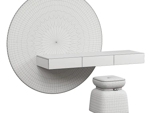 Vanit&agrave; per il trucco minimalista con comodi posti a sedere Modello 3D