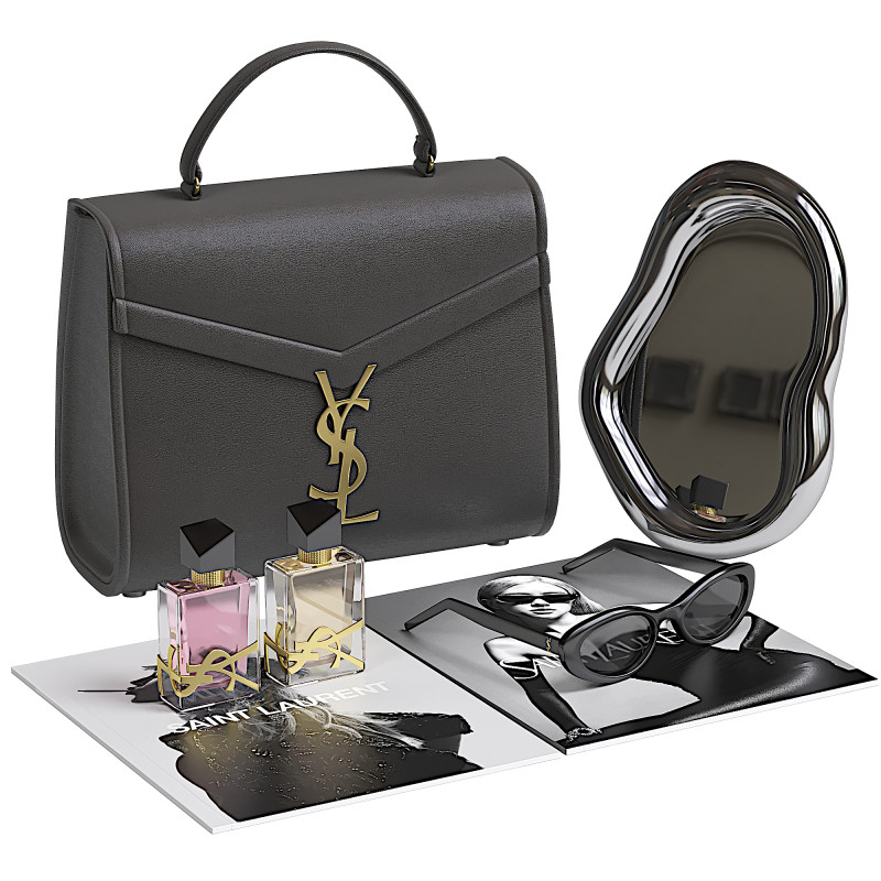 Ysl Decorative set for Makeup table 3D Model .c4d .max .obj .3ds .fbx .stl .blend