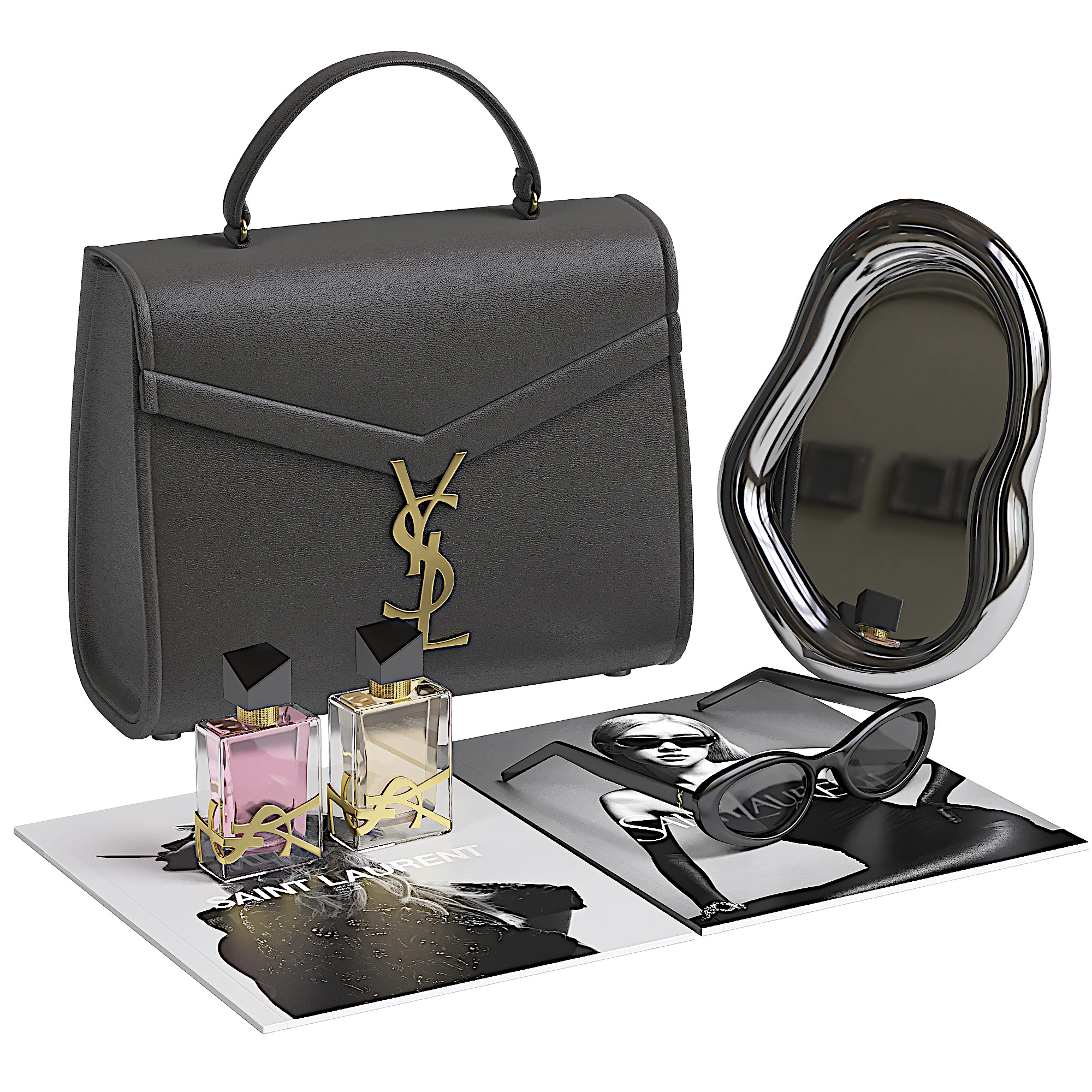 Ysl Decorative set for Makeup table 3D Model .c4d .max .obj .3ds .fbx .stl .blend