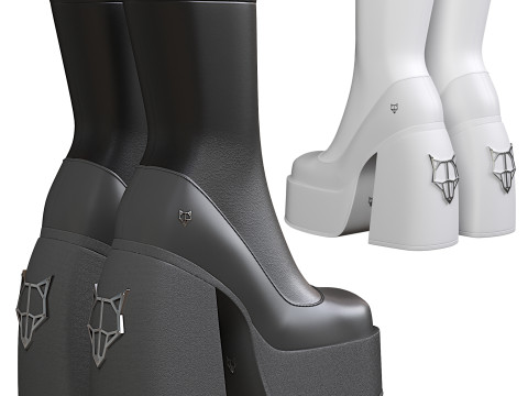 Nakid Wolf SPICE BLACK BOOTS short form 3D Model