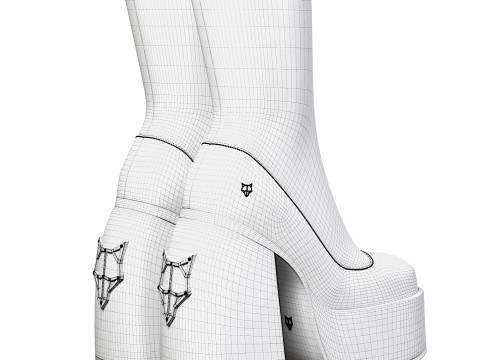 Nakid Wolf SPICE BLACK BOOTS short form 3D Model