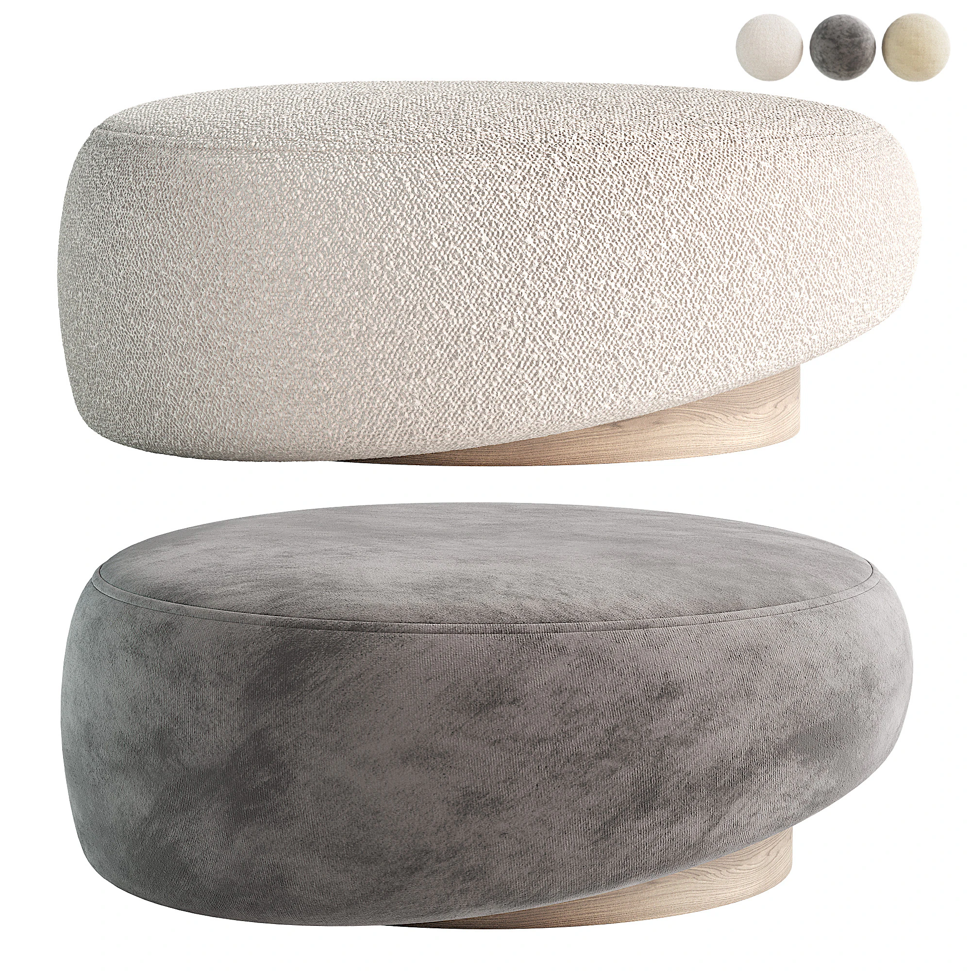 Cascade Ottoman 3D Model .c4d .max .obj .3ds .fbx .stl .blend 