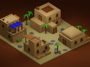 Casas no deserto Modelo 3D