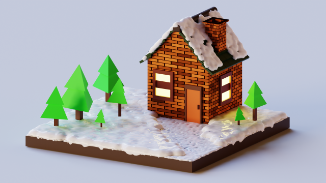 Winter house in forest Modelo 3D .c4d .max .obj .3ds .fbx .stl .blend 