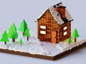 Winter house in forest 3D-Modell