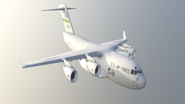 Large military transport aircraft Modelo 3D .c4d .max .obj .3ds .fbx .stl .blend 