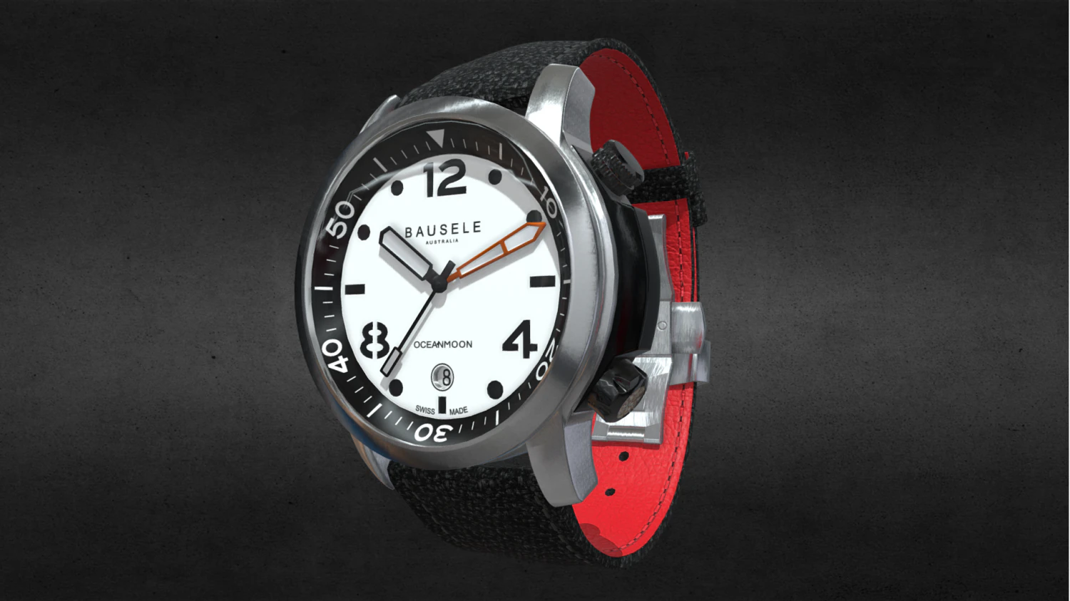 Bausele White Oceanmoon Watch 3D Model .c4d .max .obj .3ds .fbx .stl .blend