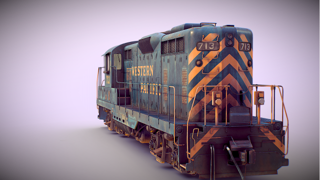 EMD GP7 Western Pacific 3D Model .c4d .max .obj .3ds .fbx .stl .blend 