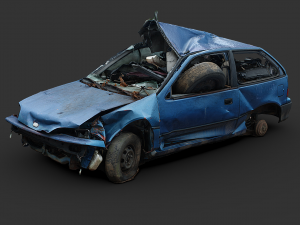 Destroyed Car 3D Model in Old Cars 3DExport