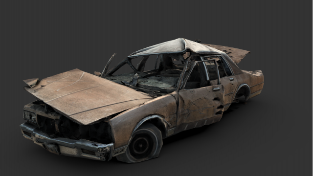 Destroyed Car 1 3D Model .c4d .max .obj .3ds .fbx .stl .blend 