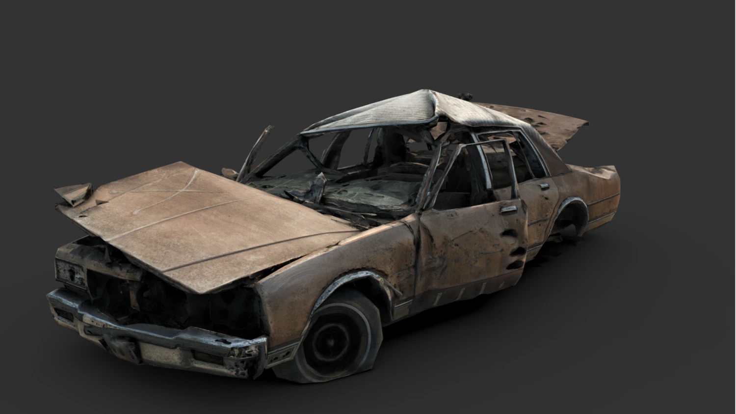 Zniszczony samoch&oacute;d 1 Model 3D .c4d .max .obj .3ds .fbx .stl .blend 