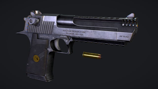 PBR Desert Eagle 3D Model .c4d .max .obj .3ds .fbx .stl .blend 
