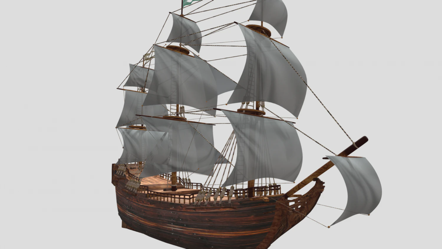 Altes Schiff 3D Modell .c4d .max .obj .3ds .fbx .stl .blend