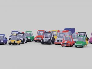 Low Poly Carton Car set Modelo 3D