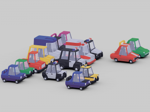 Low Poly Carton Car set Modelo 3D