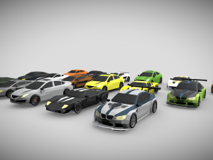 Asset of low-poly cars 3D Model