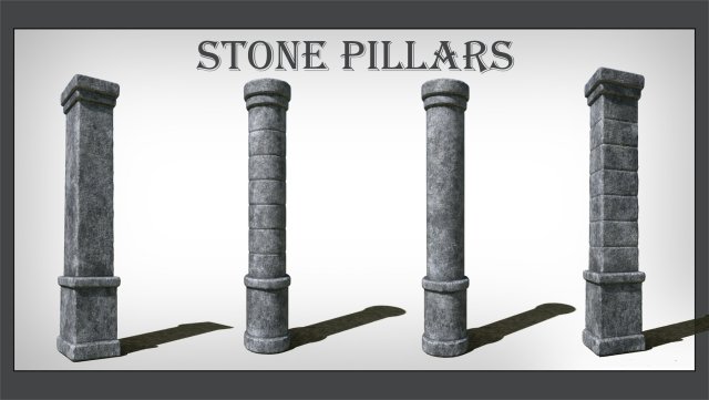 Old Stone Pillars Modèle 3D .c4d .max .obj .3ds .fbx .stl .blend 