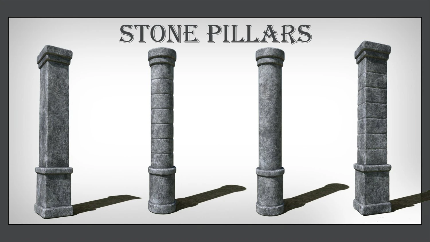 Old Stone Pillars 3D Model .c4d .max .obj .3ds .fbx .stl .blend 