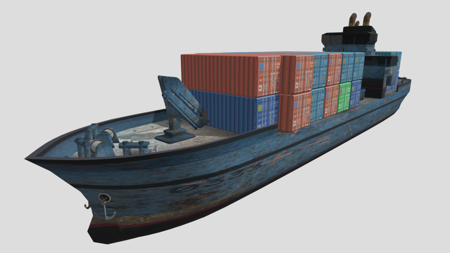 Old cargo ship 3D Model .c4d .max .obj .3ds .fbx .stl .blend 