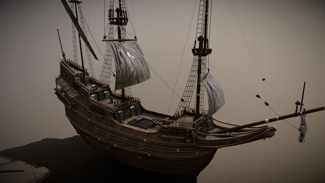 Dutch sailing ship 3D Model .c4d .max .obj .3ds .fbx .stl .blend 