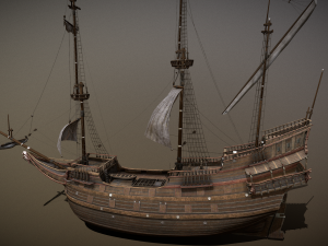 Dutch sailing ship 3D Model