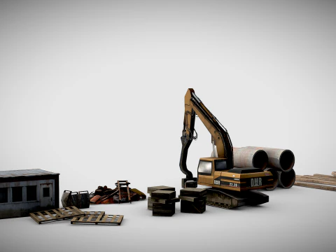 Low Poly Construction Assets 3D Model