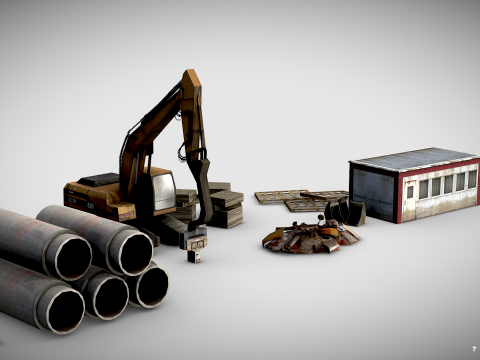 Low Poly Construction Assets Modèle 3D
