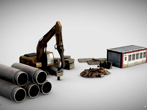 Low Poly Construction Assets 3D Model