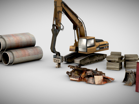 Low Poly Construction Assets Modèle 3D