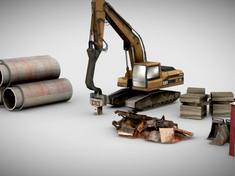 Low Poly Construction Assets 3D Model