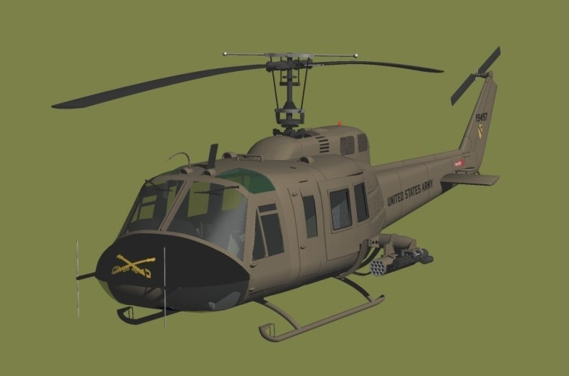 Bell UH-1D HUEY 1st Cavalry Division Vietnam 3D मॉडल .c4d .max .obj .3ds .fbx .stl .blend